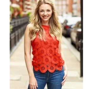 LOFT Sunflower Lace Scalloped Top